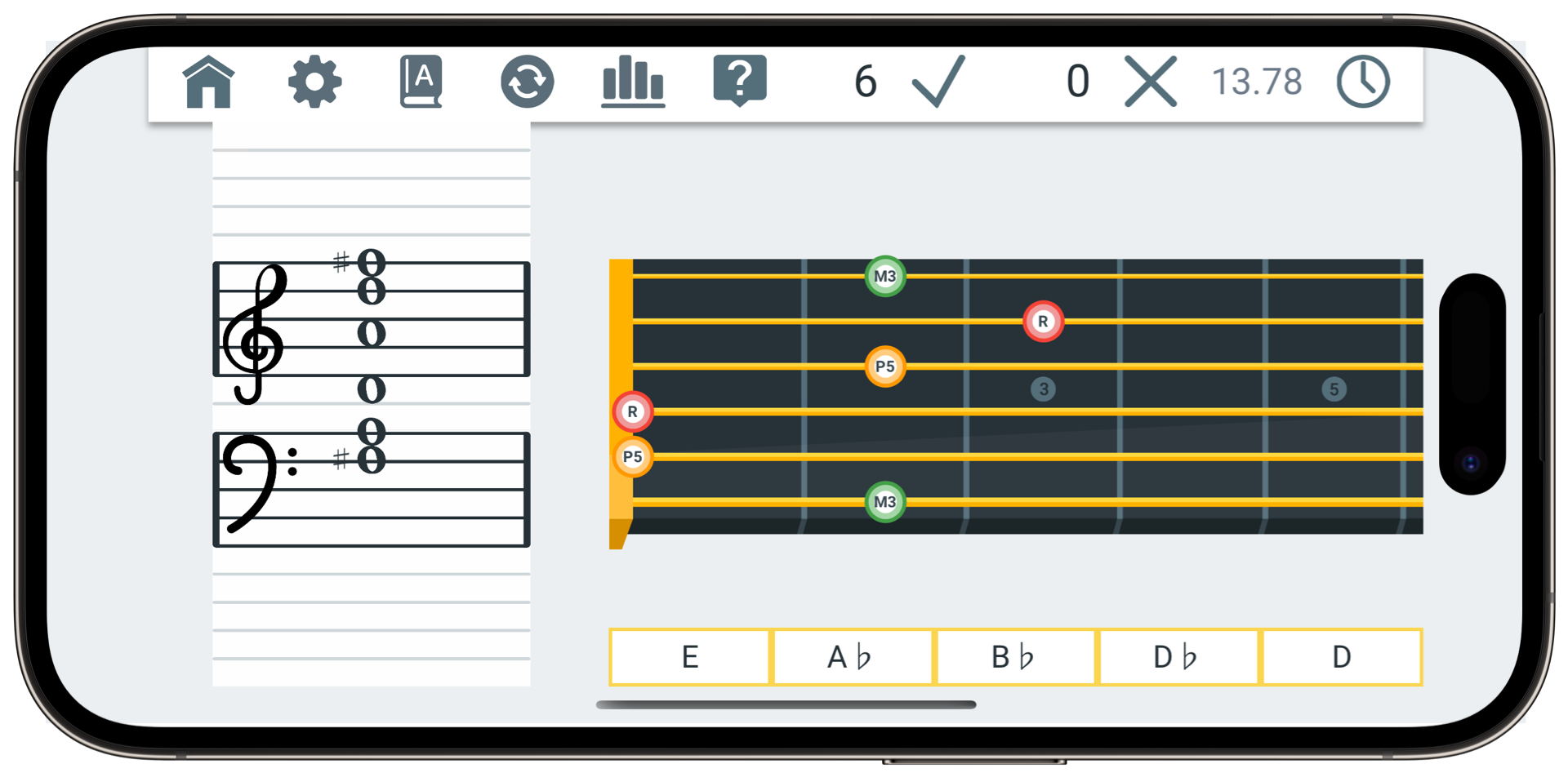 Fretonomy chords and intervals